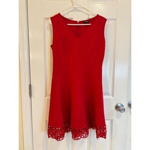 Roz & Ali Red Sleeveless V Neck Fit and Flare Dress - Petite Size‎ 12